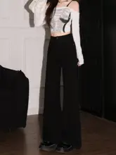 ハイウエスト黒デニムパンツ【ゆったりフィット・ストレート・小柄対応】