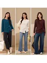 デザイン性のあるフリルTシャツ【大きいサイズ・カジュアル・スリット入り】