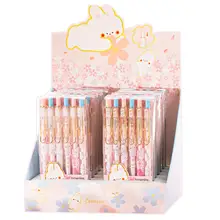 可愛らしい桜とウサギデザインのボールペン【ボックス入り・スチールクリップ・ノック式】