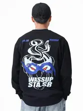 WASSUP HEODS メンズ長袖Tシャツ【純綿厚手・ゆったりフィット・春秋用・クルーネック】