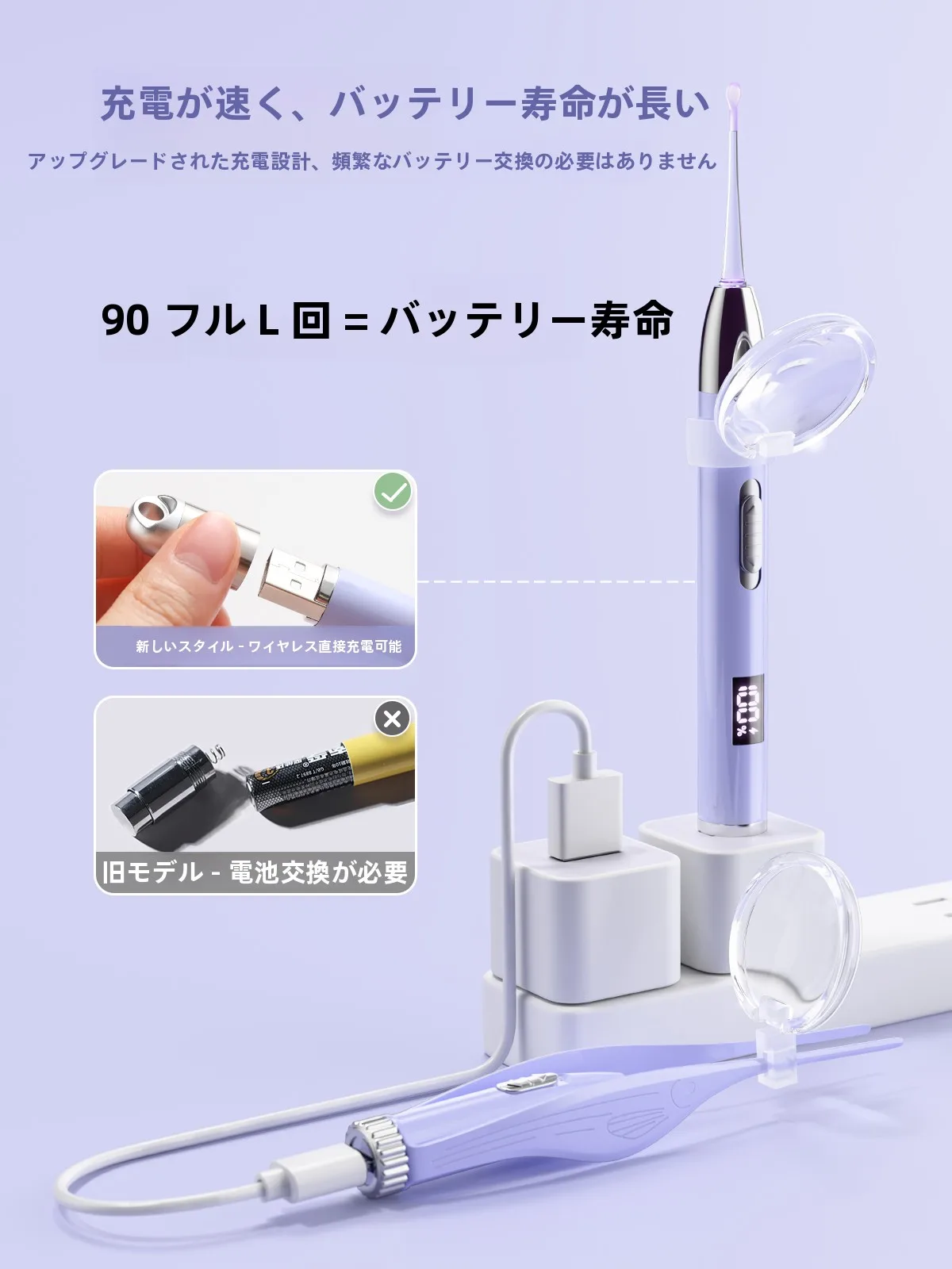 三色発光デジタル表示耳掻き：耳が詰まった感じをリアルタイムで確認できる安全な子供用耳抜き