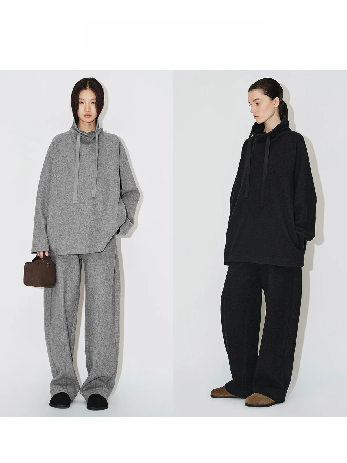 jaja ウール素材のバナナパンツ：直筒フィットで冬の日常を快適に