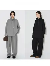 jaja ウール素材のバナナパンツ【ウエストゴム・ルーズフィット】