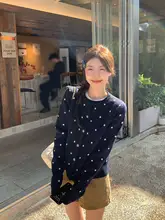 ドット柄ニットカーディガン【春秋用・女性・長袖・柔らかい】