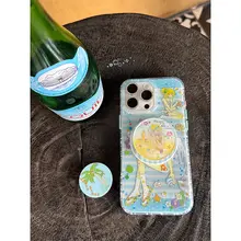 海辺の女の子をテーマにしたスマホケースとパスポートカバー【ステッカー付き】【セットアップ対応】
