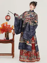 立襟ロングジャケット【カップル用・ラウンドネック・印花デザイン・漢服・氷の麒麟】