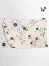 シンプルな手描きの菊花柄壁掛けタペストリー【ビンテージ風・個性的なデザイン】