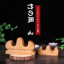 陶製 毛筆スタンド【黒檀木・竹製・書道用品・文房具・小型】