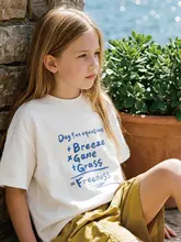 子供用 Tシャツ【アルファベットプリント・したフィット・短袖】