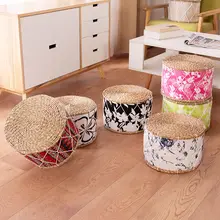 スツール 家庭用 靴脱ぎ台 畳用 円形スツール 無垢材素材 草編み