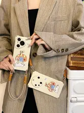 可愛い小熊デザインのスマートフォンケース【全包対応・ストラップ付き・シリコン・防摔】