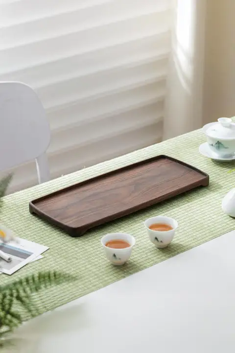 胡桃木製 茶杯トレイ【シンプルデザイン・中式・茶具用】