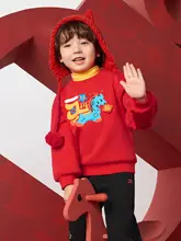 赤いスウェットシャツ【子供用・春用・祝祭向け】（セットアップ対応）