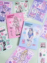 20枚セットの可愛いエレクトロニックガールズ原創キャラクター手帳ステッカー【Y2Kデザイン・手帳用】