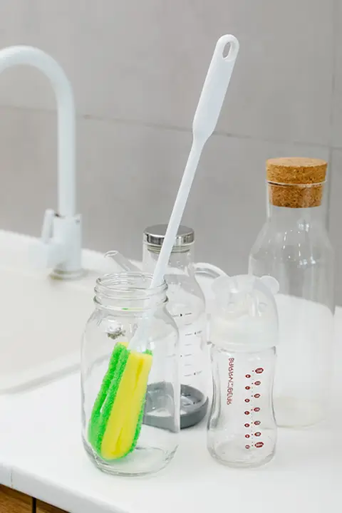長柄スポンジボトルブラシ【洗浄用・哺乳瓶・ガラスコップ対応】