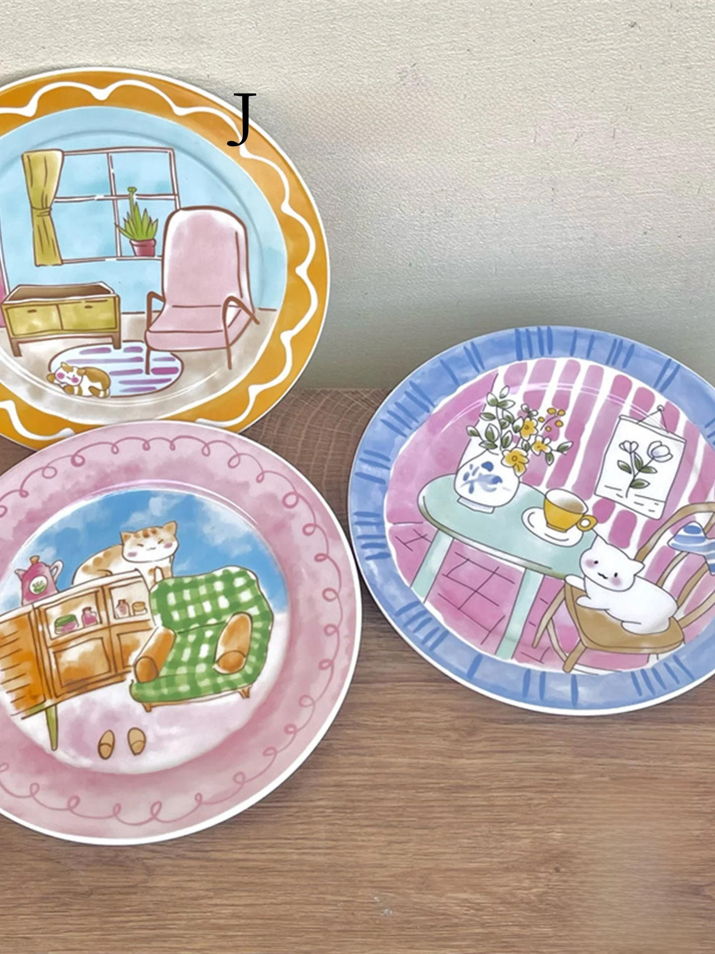 かわいいキャラクター陶器プレート：韓国風デザート用のデザインと実用性
