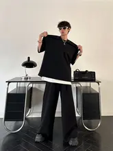 セットアップ メンズ 半袖 Tシャツ パンツ シンプル クルーネック 立体ロゴ ストレート フルレングス カジュアル 夏