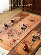 新中式 茶席用テーブルクロス【虢国夫人遊春図・長方形・布製】