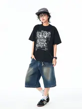 ヴィンテージ風キャラクター水洗いプリント半袖Tシャツ【夏用・ゆったりシルエット】