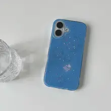 夢のようなウサギと星のデザインのiPhoneケース【可愛い・防摔・ブルー調】