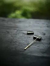 自然なデザインのガラス製茶匙置き【茶道具アクセサリー・黒色】