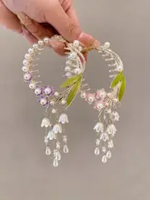 パールフリンジのポニーテールクリップ【高めのまとめ髪用・お団子ヘアアクセサリー】