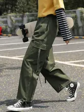レディース 軍用グリーン カジュアルパンツ【春秋用・リボン付き・九分丈・束脚デザイン】