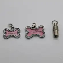 ペット用IDタグ【ドッグボーンデザイン・スワロフスキー付き・金属製】