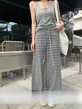 ストライプのパンツ【高腰・ゆったりシルエット・カジュアルスタイル】