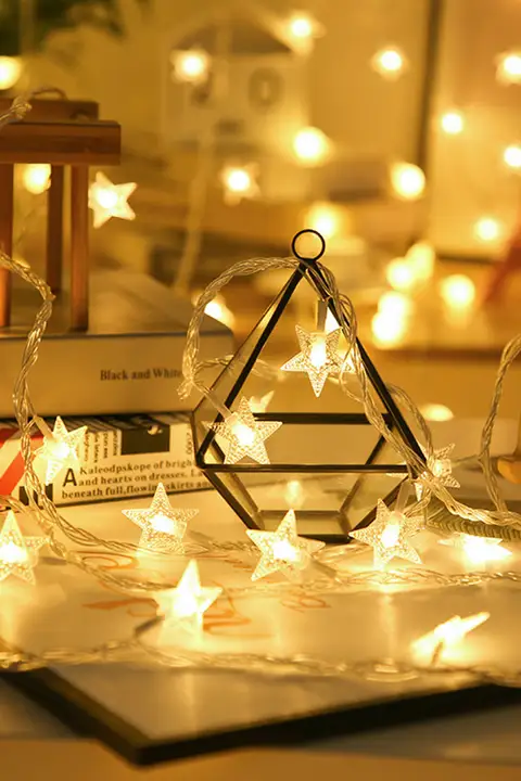 アウトドアキャンプ用LEDカラフルライト【星型・雰囲気を演出するストリングライト・絡まり防止】