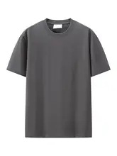 シンプルデザインの丸首男性用半袖Tシャツ【全棉・リブ付き・カジュアルストレート型】