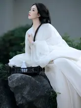 魏晋風の漢服【大袖・直裾・交領デザイン・清冷系】（セットアップ対応）