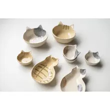 猫デザインの陶器製レトロプレート【和風・小皿・調味料皿】