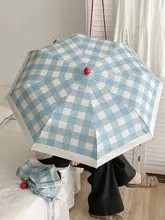 チェック柄折りたたみ日傘【UVカット・自動開閉・晴雨兼用】
