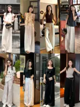 撞色デザインのハンドメイドトップスとパンツ【小柄女性用・カジュアル】（セットアップ対応）