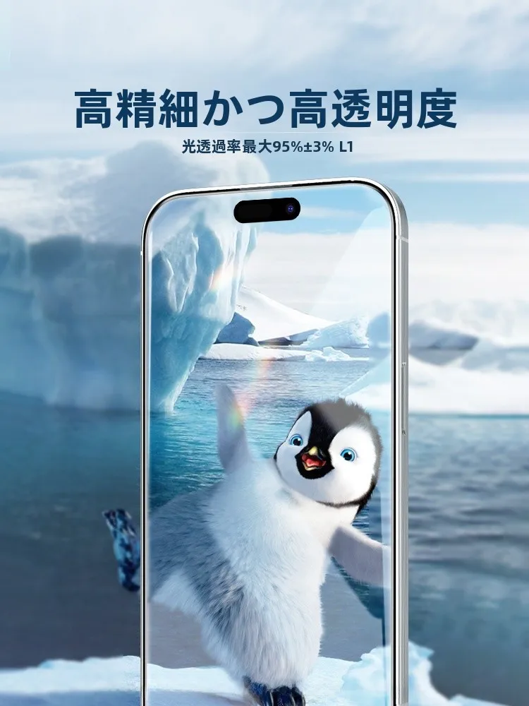 BLUEO iPhone14用強化ガラスフィルム：指紋防止と高透明度を実現する全画面保護