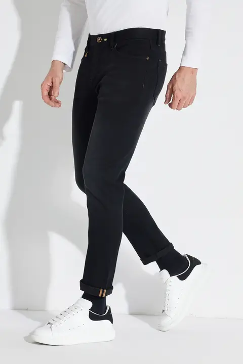 遠赤外線加熱＆抗菌仕上げ メンズ厚手スリムフィットデニムパンツ