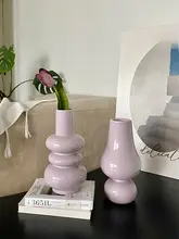 アート感溢れる 紫色陶器花瓶【フラワーアレンジメント用・チューリップ対応・インテリア装飾】