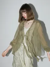 フリルデザインのシフォンカーディガン【肌触りの良い・エアコンの効いた部屋に最適】