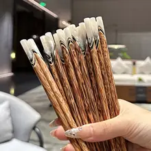 天然ココナッツ製 滑り止め木製箸【牛角・貝殻手作り・10組入り】
