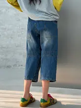 ハイウエストのダブルプリーツデザイン クロップドデニムパンツ【女性用・ゆったりシルエット・スリム効 果】