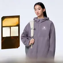 骆驼アウトドア レディース春秋用フード付きフリースジャケット【保温・登山・ハイキング・インナー】
