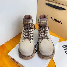 極上の柔らかさの本革製 厚底マーチンブーツ【イギリス風・ショートブーツ・デザイン】