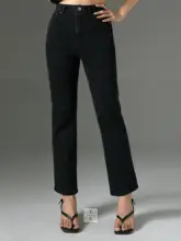万能デザインのハイウエストストレートデニムパンツ【極上の柔らかさ・丈九分・スリムフィット】