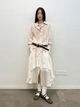 レーヨンリネン混紡プリーツフリンジシャツ