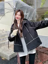 ブラック工装パーカー【厚手・ショート丈・女性用】