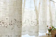 アメリカン刺繍のカフェカーテン【防塵用・半カーテン・穴あけ不要・小窓用】