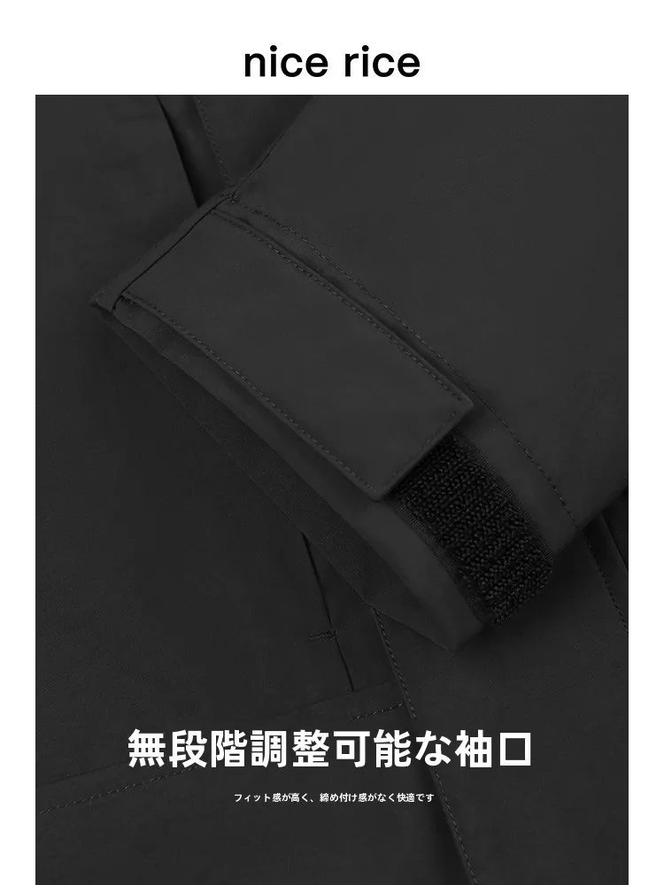 通勤レインウェアとしての撥水加工ゆったりフィットメンズジャケット：高めの襟とジップアップが実用性を支える