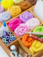 羊毛フェルト24色【DIY手作り工芸用・初心者向け・幼稚園活動】（セットアップ対応）