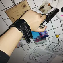 ダブルレイヤーのゴシックスタイルブレスレット【パンクデザイン・ユニセックス・レザー調】